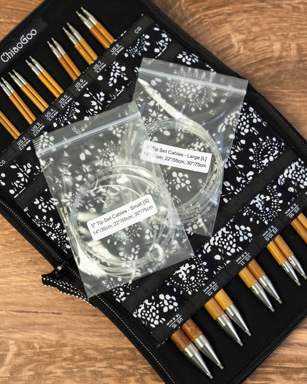 ChiaoGoo ChiaoGoo Knitting Needles US 2-15 (2.75-10.00 mm) ChiaoGoo / Spin Bamboo 5" (13 cm) Interchangeable Tip Sets