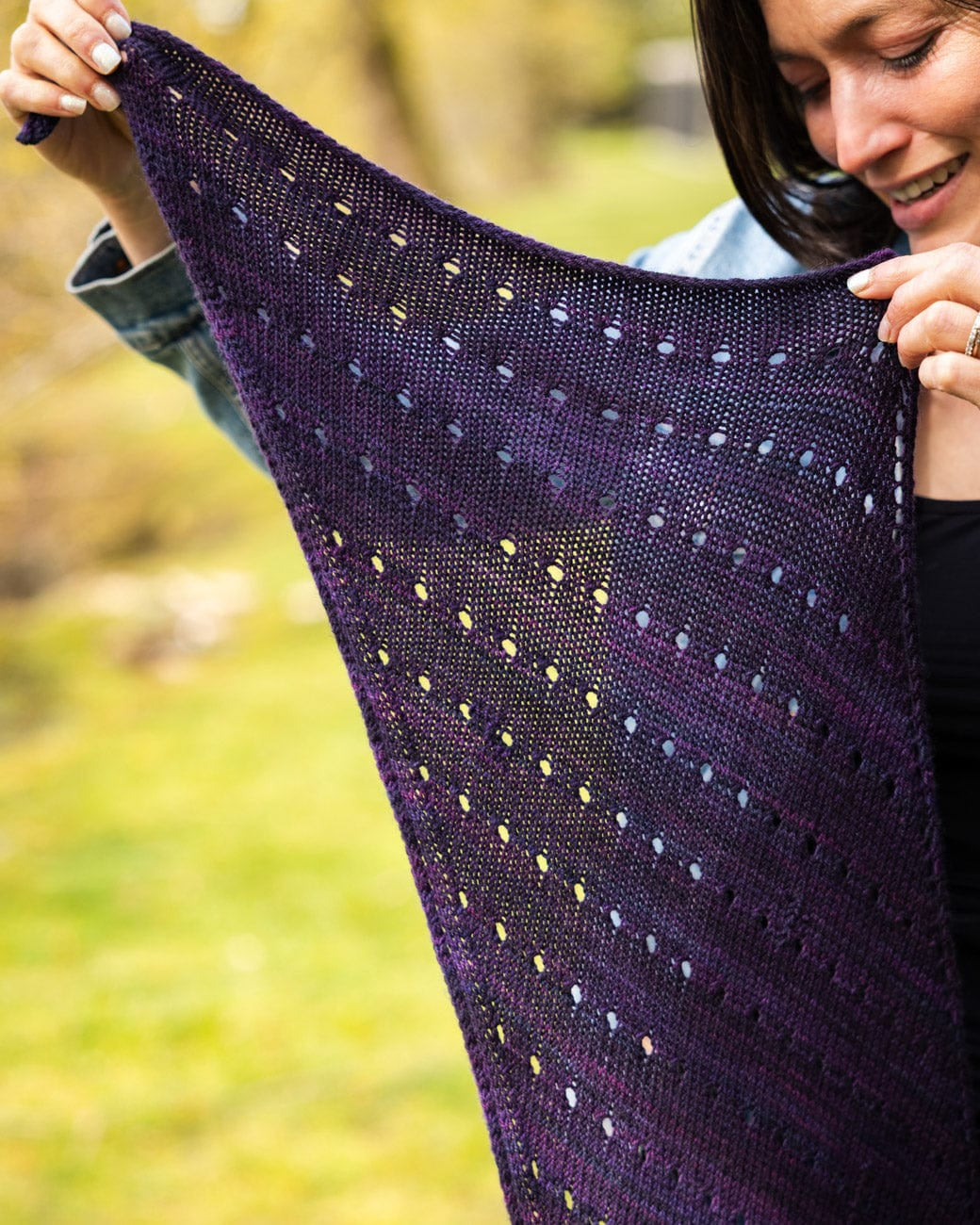 SweetGeorgia Yarns Machine Knitting Patterns Lacy Lakes Bias Scarf