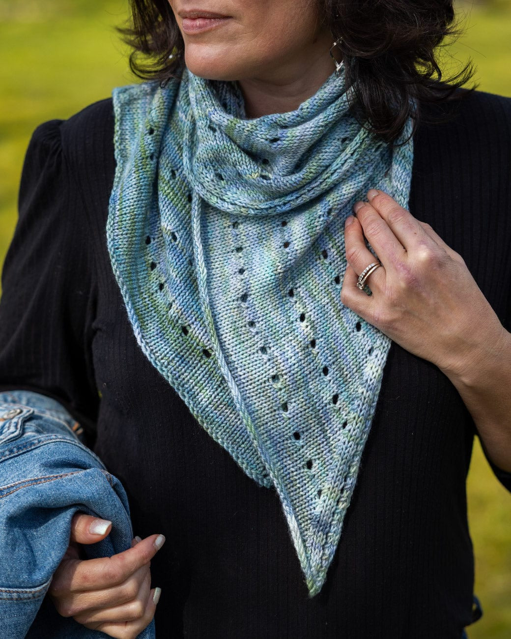 SweetGeorgia Yarns Machine Knitting Patterns Lacy Lakes Bias Scarf