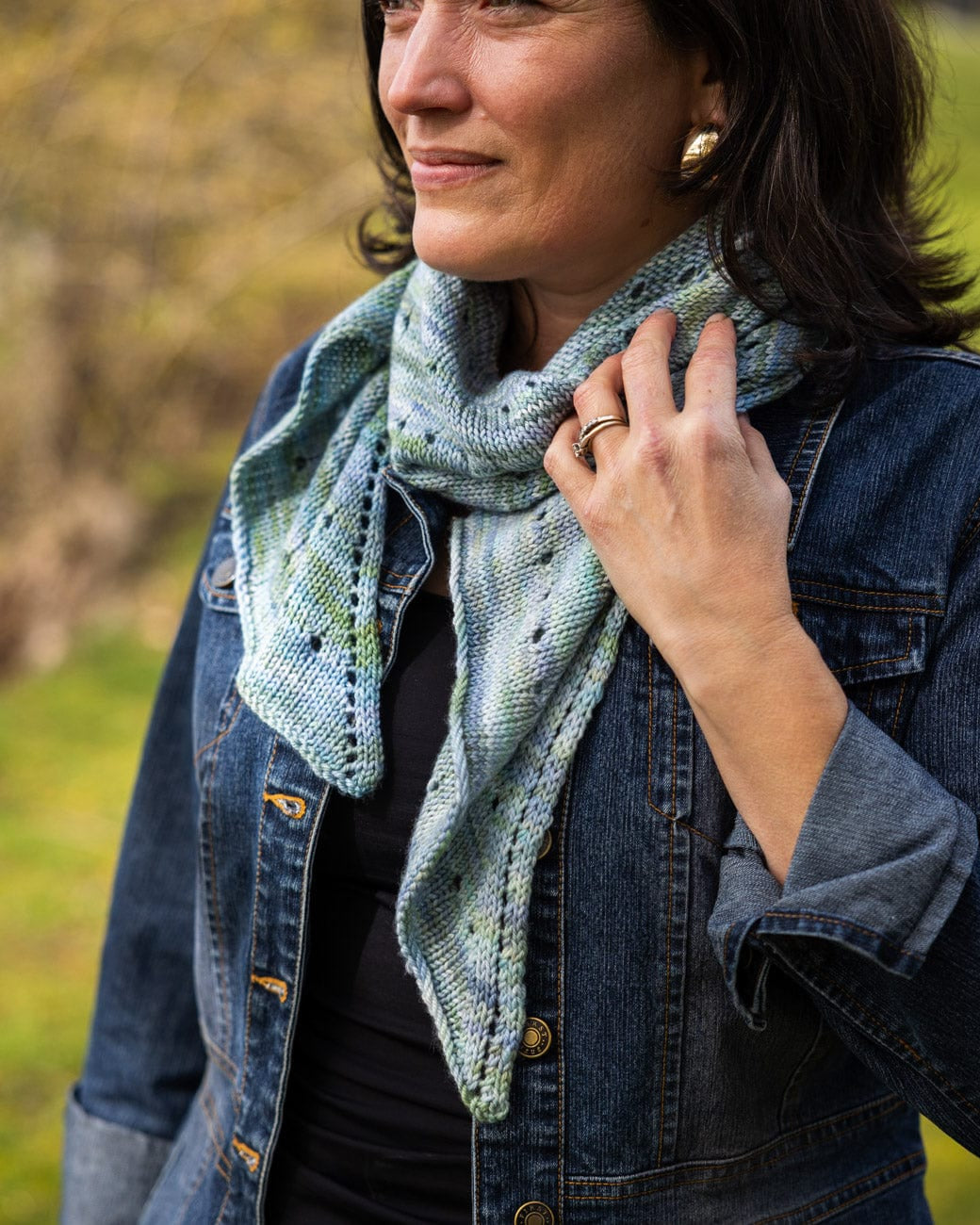 SweetGeorgia Yarns Machine Knitting Patterns Lacy Lakes Bias Scarf