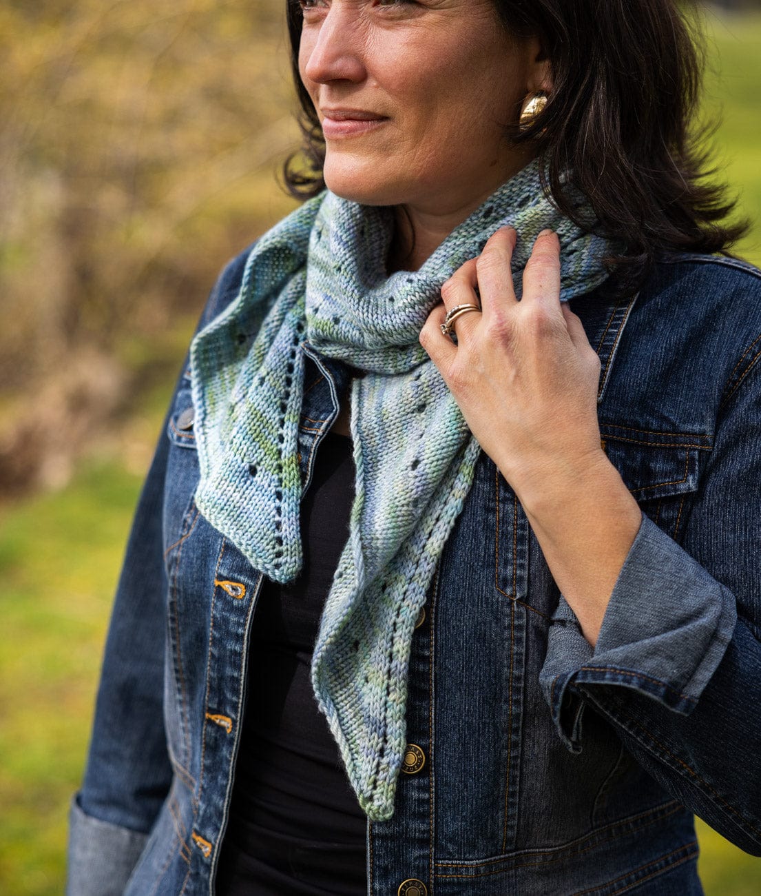 SweetGeorgia Yarns Machine Knitting Patterns Lacy Lakes Bias Scarf