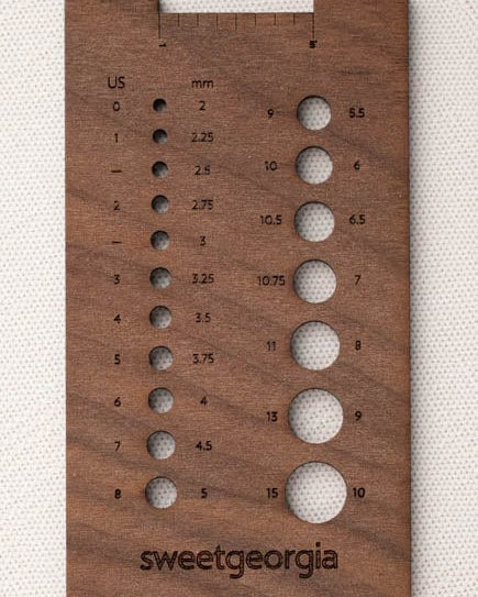 SweetGeorgia Yarns SweetGeorgia Merch SweetGeorgia Needle Gauge - Walnut