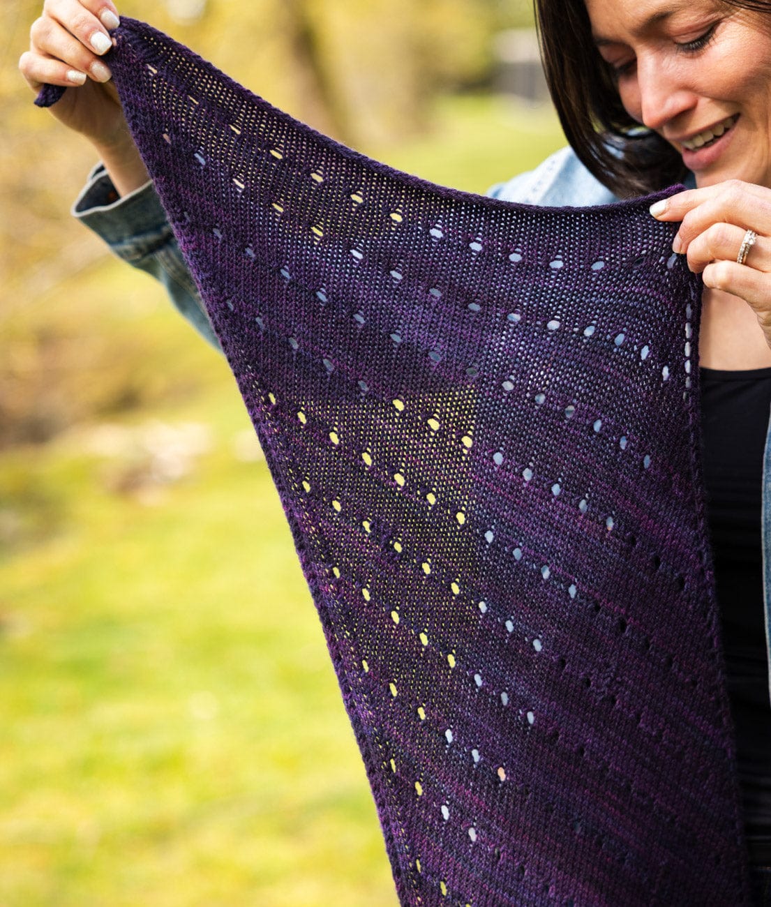 SweetGeorgia Yarns Machine Knitting Patterns Lacy Lakes Bias Scarf