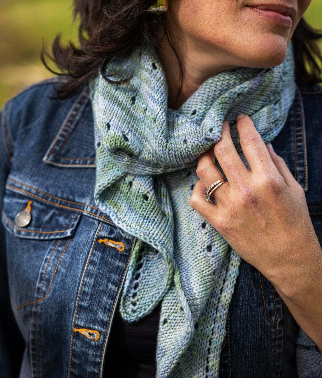 SweetGeorgia Yarns Machine Knitting Patterns Lacy Lakes Bias Scarf