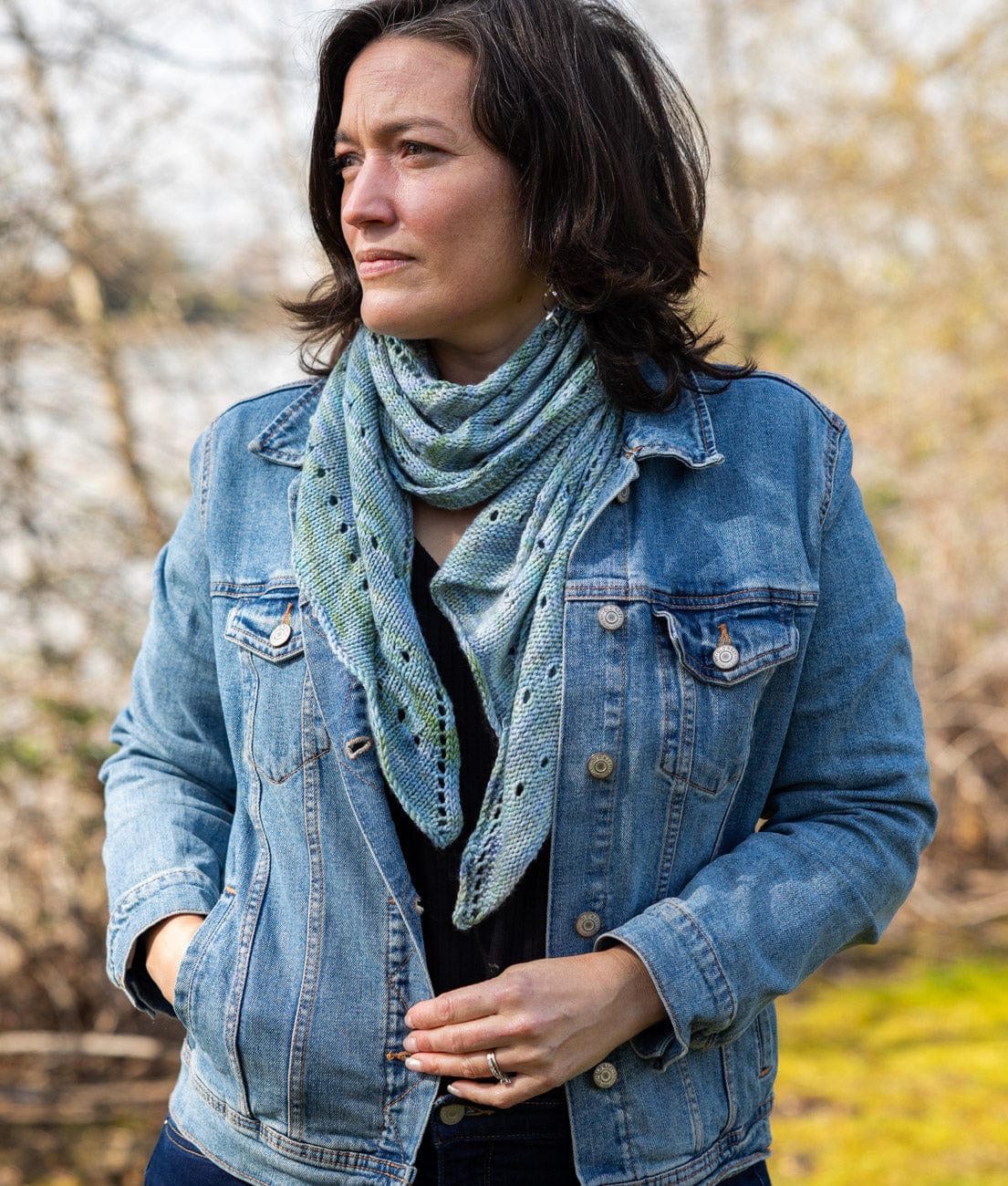 SweetGeorgia Yarns Machine Knitting Patterns Lacy Lakes Bias Scarf