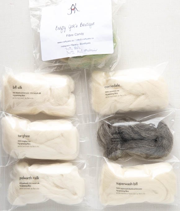 SweetGeorgia Yarns Undyed Spinning Fibre Spinning Sampler